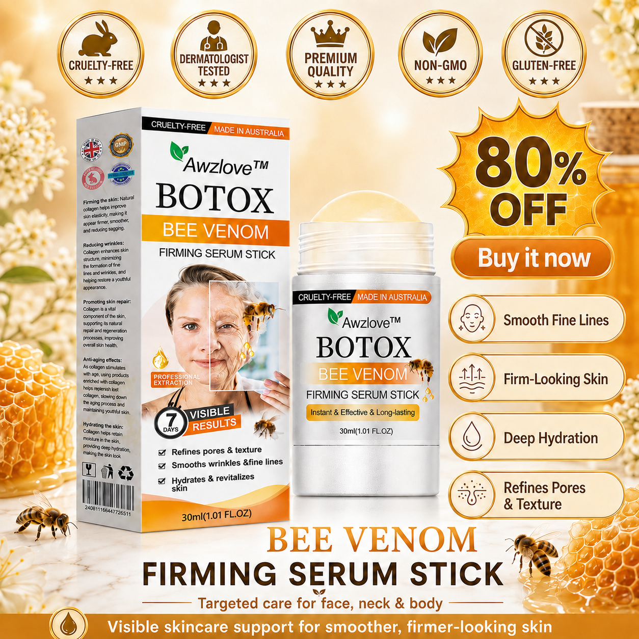 Made and Shipped from UK✨Awzlove® Botox Bee Venom Firming Serum Stick(🔥LAST DAY 80% OFF)💄
