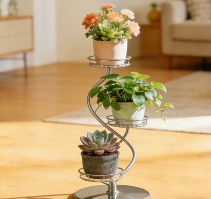 One-of-a-Kind 3-Tier Curved Metal Plant Stand: Elevate Your Indoor Greenery with Modern Elegance